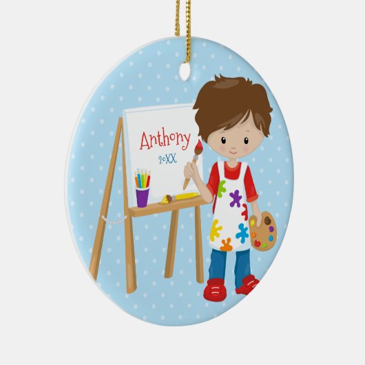 パーソナライズで小さい芸術家のクリスマスのオーナメント セラミックオーナメント (右)