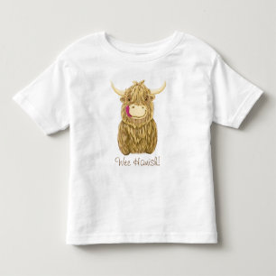 パーソナライズで幸せなスコットランドの高地牛 トドラーTシャツ