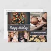 パーソナライズで幸せな休日のクリスマスの写真のコラージュ シーズンポストカード (正面/裏面)