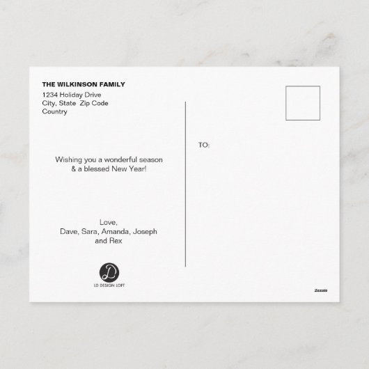 パーソナライズで幸せな休日のクリスマスの写真のコラージュ シーズンポストカード (裏面)