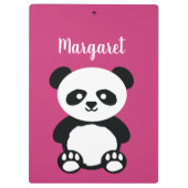 パーソナライズで愛らしいパンダくまの女の子のピンクの子供 クリップボード (裏面)