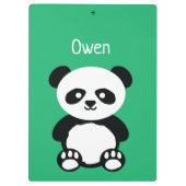 パーソナライズで愛らしいパンダくまの緑の子供 クリップボード (裏面)