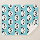 パーソナライズで愛らしいパンダくまパターン青の子供 シェルパブランケット (正面(横))