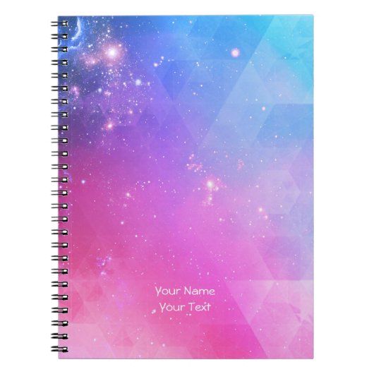 パーソナライズで抽象的で幾何学的な空の銀河系 ノートブック (正面)