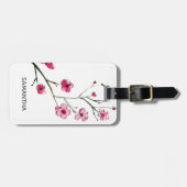 パーソナライズで日本のな桜のイラストレーション ラゲッジタグ (正面横)