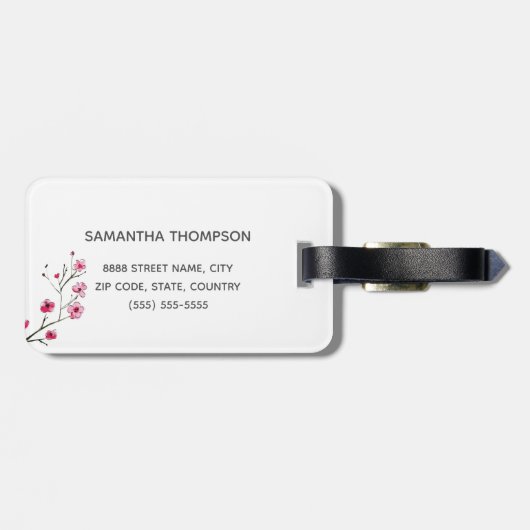 パーソナライズで日本のな桜のイラストレーション ラゲッジタグ (裏面横)