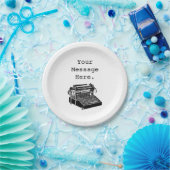 パーソナライズで旧式なヴィンテージの黒のタイプライター ペーパープレート (パーティー)