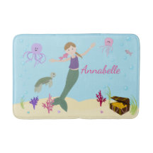 パーソナライズで暗いブロンドの人魚および海の友人