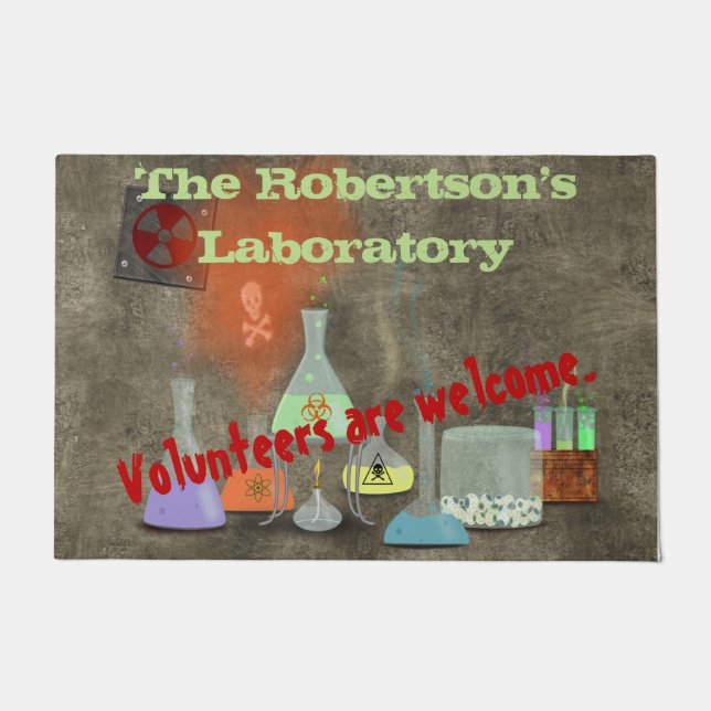 パーソナライズで気色悪い実験室の玄関マット ドアマット (正面)