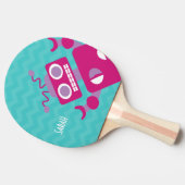 パーソナライズで熱狂するなおもしろいのピンクのロボットティール（緑がかった色）シェブロン 卓球ラケット (横)