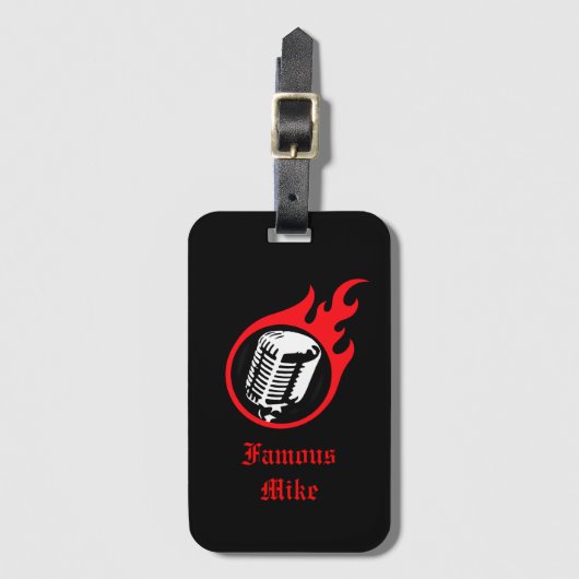 パーソナライズで燃えるようなマイクロフォン ラゲッジタグ (正面縦)