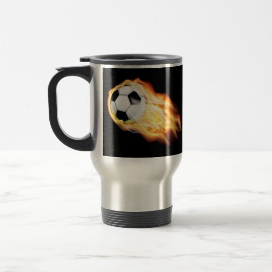 パーソナライズで燃えるようなマグのサッカーのコーチのギフトのアイディア トラベルマグ (左)