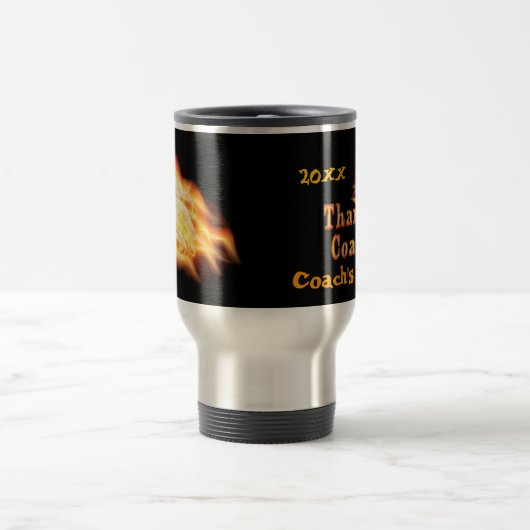 パーソナライズで燃えるようなマグのサッカーのコーチのギフトのアイディア トラベルマグ (中央)