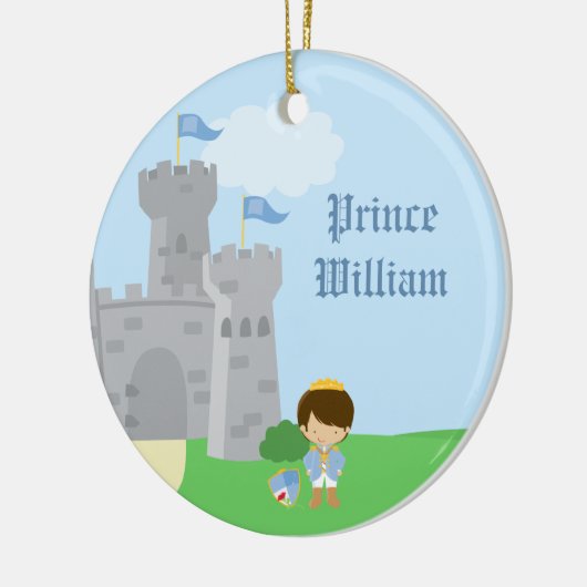 パーソナライズで王室のな白馬の王子様の男の子のオーナメント セラミックオーナメント (左)