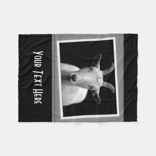 パーソナライズで白いヤギの写真撮影のプリント フリースブランケット (正面(横))