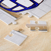 パーソナライズで白く赤く青いフットボールジャージー ジグソーパズル (側面)