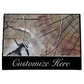 パーソナライズで素朴な木製の穀物のデザインのギフトバッグ ラージペーパーバッグ (正面)