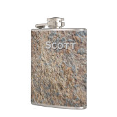 パーソナライズで素朴な|の石板の石の石は名前を加えます フラスク (左)