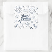 パーソナライズで美しいクリスマスのスケッチのステッカーのシール スクエアシール (バッグ)