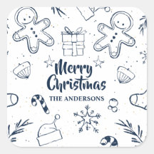 パーソナライズで美しいクリスマスのスケッチのステッカーのシール