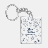 パーソナライズで美しいクリスマスのスケッチKeychain キーホルダー (正面左)