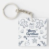 パーソナライズで美しいクリスマスのスケッチKeychain キーホルダー (正面)