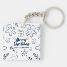 パーソナライズで美しいクリスマスのスケッチKeychain