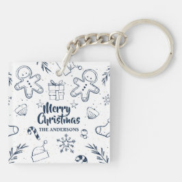 パーソナライズで美しいクリスマスのスケッチKeychain キーホルダー