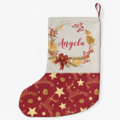 パーソナライズで自然で素朴なリースのシカ スモールクリスマスストッキング (裏面)