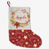 パーソナライズで自然で素朴なリースのシカ スモールクリスマスストッキング (正面)