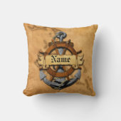 パーソナライズで航海のないかりおよび車輪 クッション (正面)