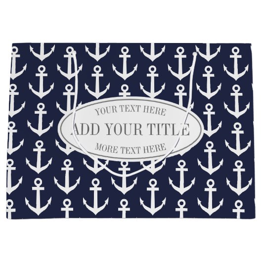 パーソナライズで航海のないかりのプリントの大きいギフトバッグ ラージペーパーバッグ (正面)