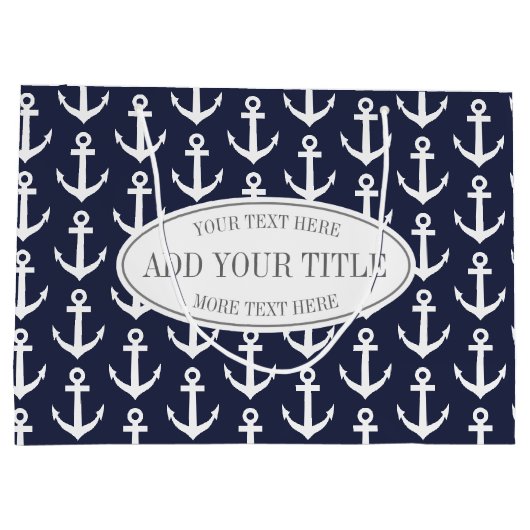 パーソナライズで航海のないかりのプリントの大きいギフトバッグ ラージペーパーバッグ (裏面)