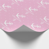 パーソナライズで航海のないかりの第1誕生日の女の子 ラッピングペーパー (角)