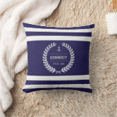 パーソナライズで航海のな家紋のストライプパターン クッション (ブランケット)