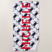 パーソナライズで航海のな青カニのビーチタオル ビーチタオル (正面)