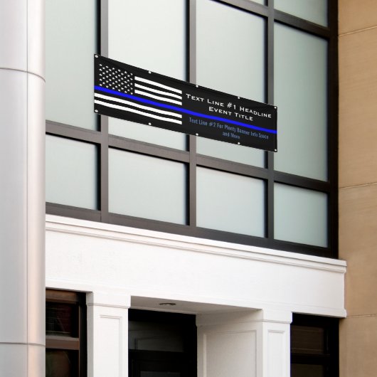 パーソナライズで薄いブルーライン米国の旗の中型の表示 横断幕 (ビルの外側)