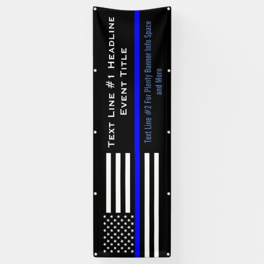 パーソナライズで薄いブルーライン米国の旗の中型の表示 横断幕 (縦)