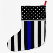 パーソナライズで薄いブルーライン警察は印を付けます ラージクリスマスストッキング (裏面)
