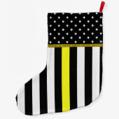 パーソナライズで薄い黄線ディスパッチャーの旗 ラージクリスマスストッキング (裏面)