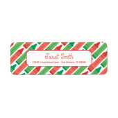 パーソナライズで赤いおよび緑のクレヨンの休日 ラベル (正面)