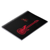パーソナライズで赤いエレキギター音楽ノート ノートブック (左側)