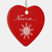 パーソナライズで赤いハート形のクリスマスのオーナメント セラミックオーナメント (右)