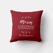 パーソナライズで赤いメリークリスマス クッション (裏面)