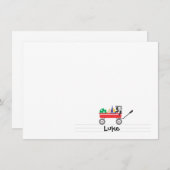 パーソナライズで赤いワゴン平らなメッセージカード ノートカード (正面/裏面)