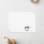 パーソナライズで赤いワゴン平らなメッセージカード ノートカード (正面/裏面インサイチュ)