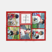 パーソナライズで赤い写真のコラージュのモノグラムのなギフト フリースブランケット (正面(横))