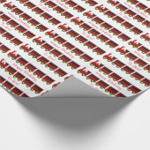 パーソナライズで赤い列車のデザインの誕生日 ラッピングペーパー (角)