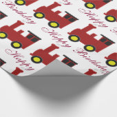 パーソナライズで赤い列車の誕生日 ラッピングペーパー (角)