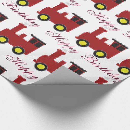 パーソナライズで赤い列車の誕生日 ラッピングペーパー (角)